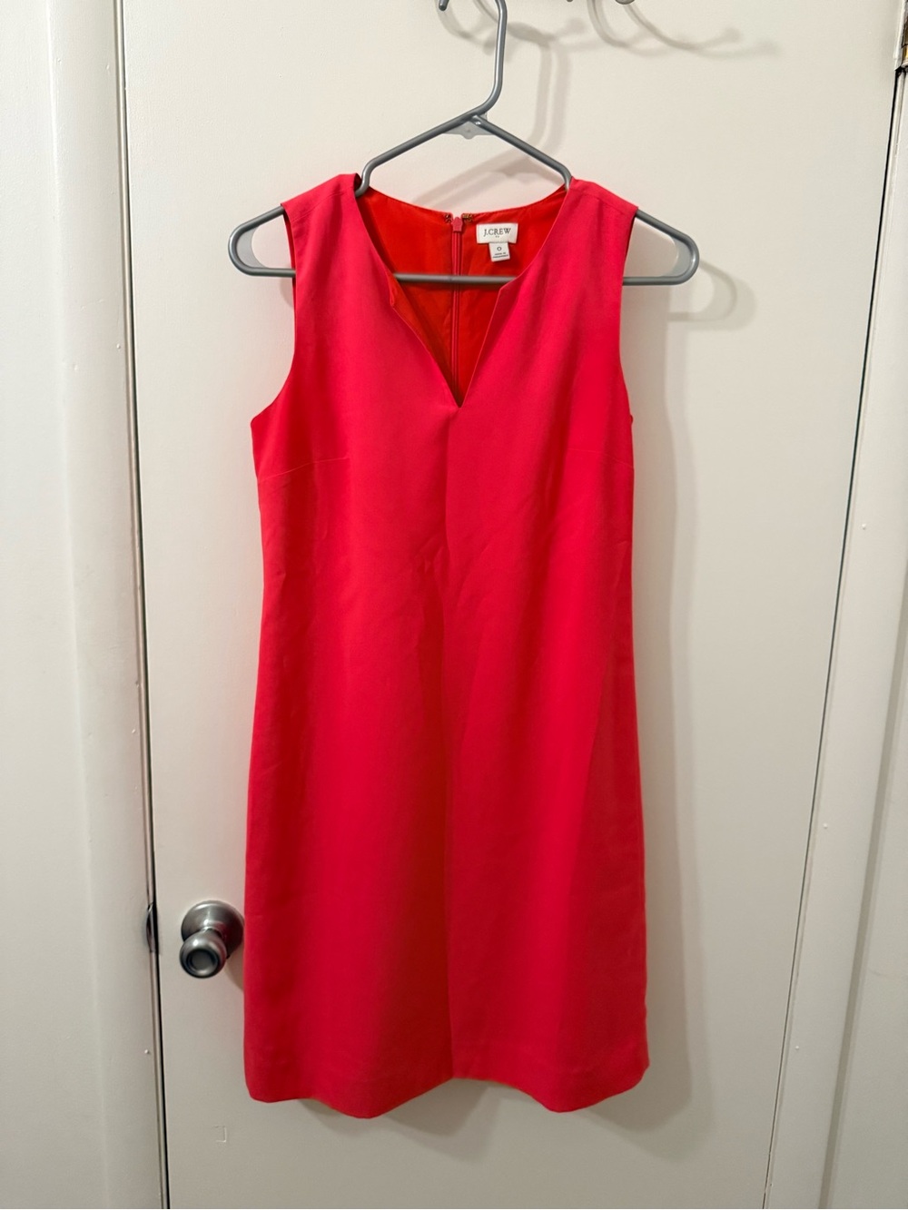 J. Crew Sleeveless V-Neck Shift Dress in Bright Pink